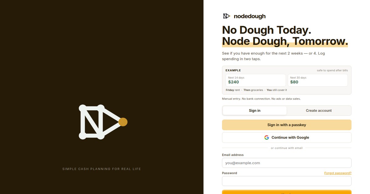 NodeDough — household cash planning